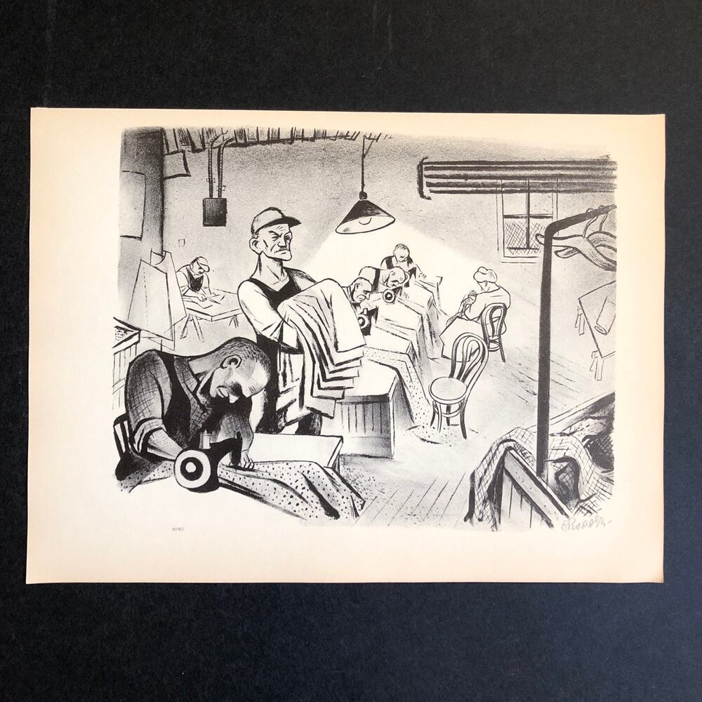 William Gropper "Sweatshop" 1930s Art Print Treasury Collection Sketch Vintage